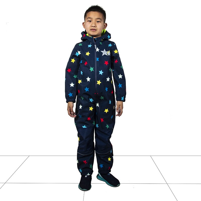Tuta impermeabile per bambini soft shell per ragazzi e ragazze pagliaccetto monopezzo per mantenere caldo, impermeabile, antivento e velluto