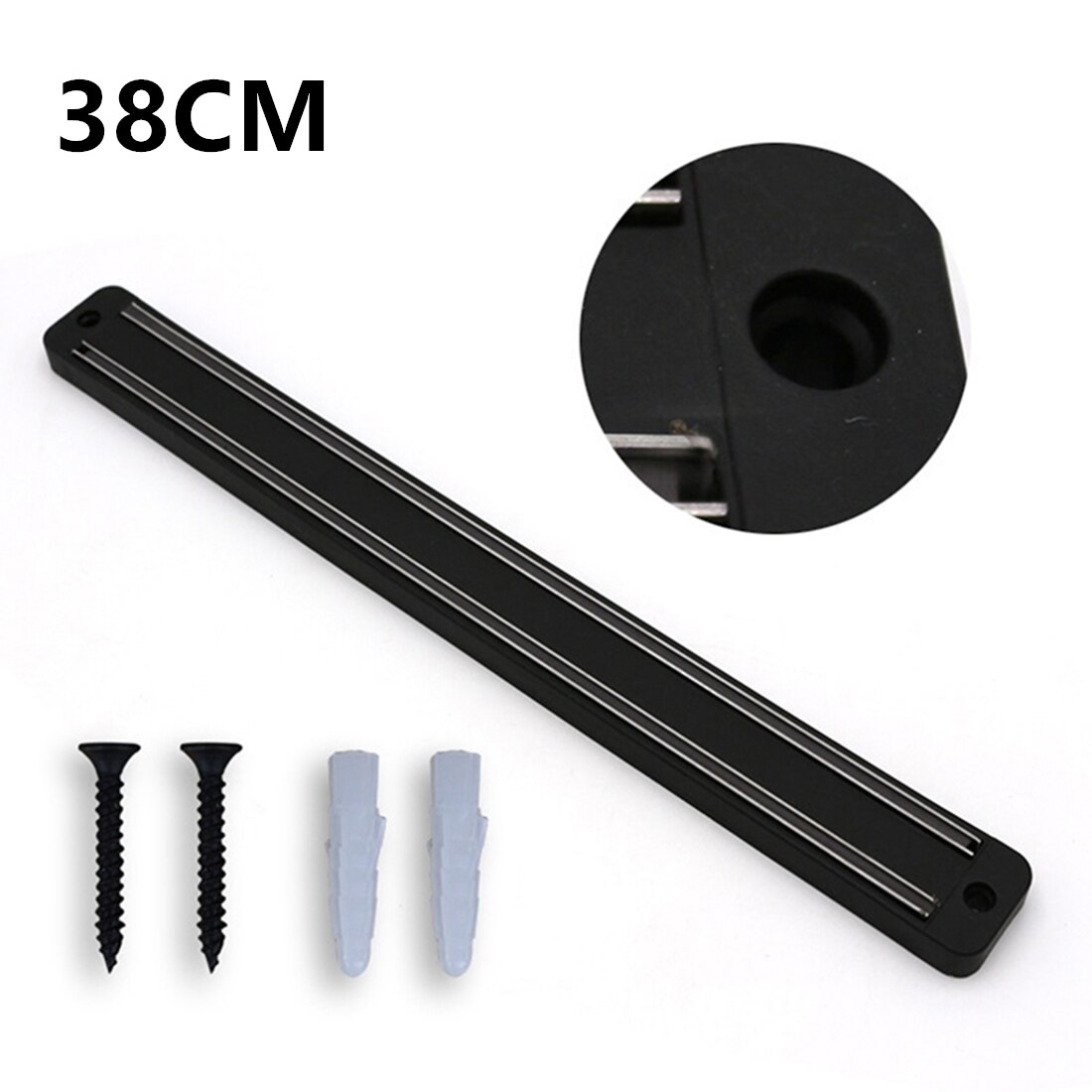 Magnetisk knivhållare väggfäste svart knivställ för plastblock magnet knivhållare köksredskapsorganisatör: 38cm