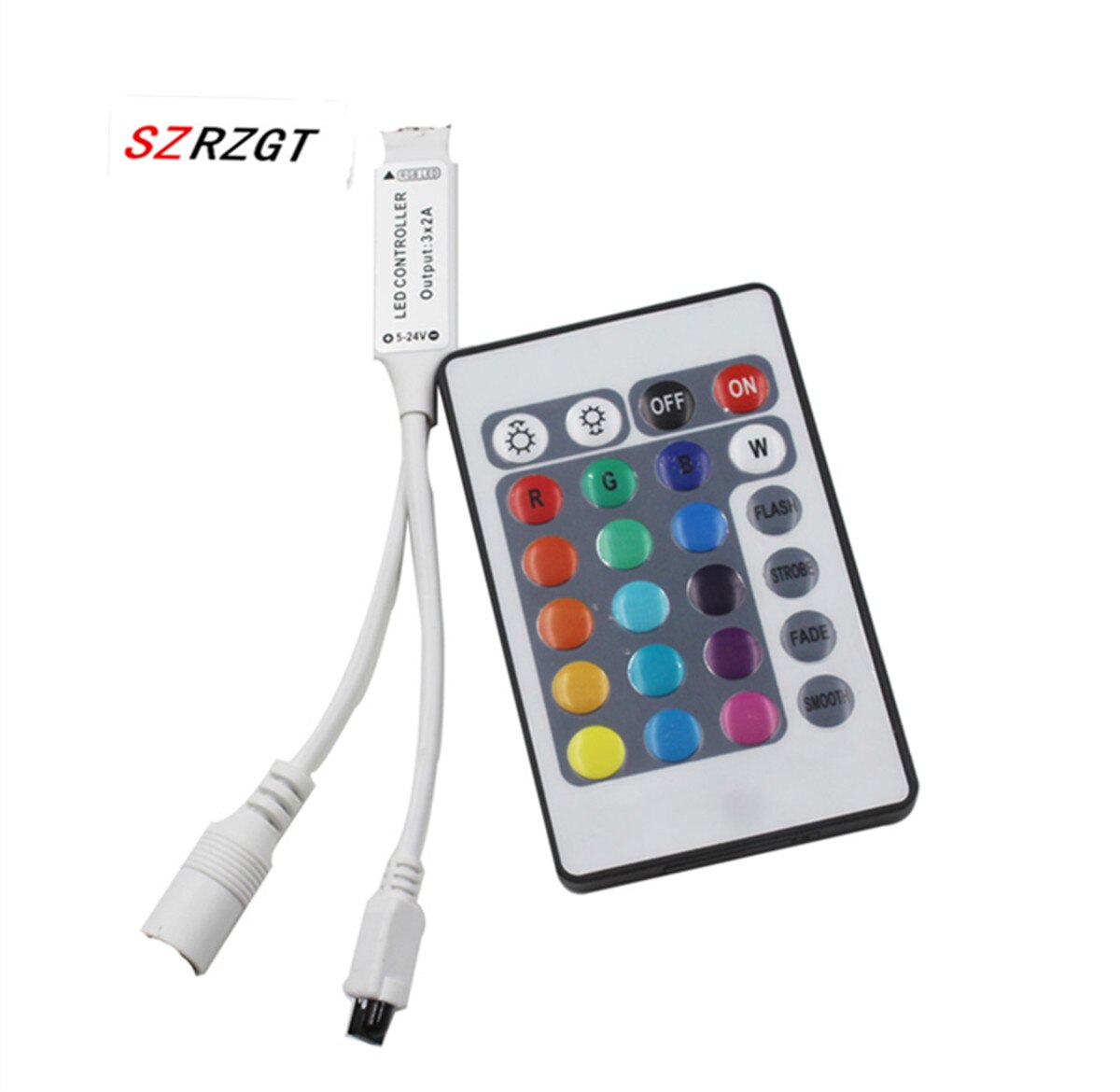 Led Controller 24 Keys LED IR RGB Controler box 1 to 2 Controller IR Remote Dimmer DC12V For RGB 3528 5050 LED Strip Lights: 24key mini controlle