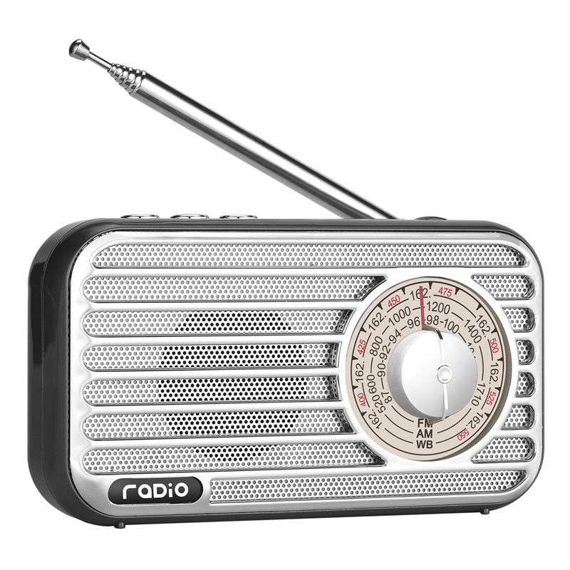 -Retro Radio AM / FM Portable Radio Has The Best Reception The Headphone Jack For Jogging Walking And Travel: black