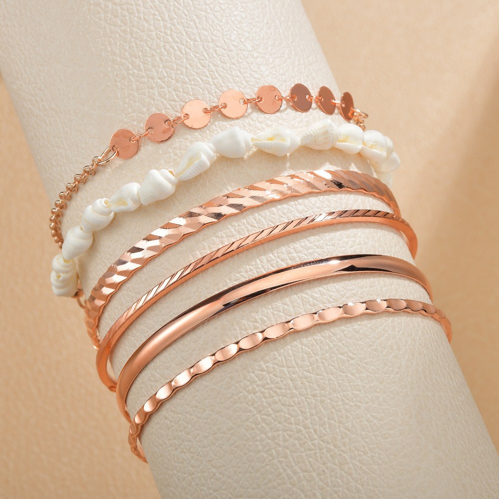 5 Stks/set Mode Bohemen Leaf Heart Moon Star Manchet Bangle Voor Vrouwen Eenvoudige Goud Kleur Geometrische Open Bangle Armbanden Sieraden