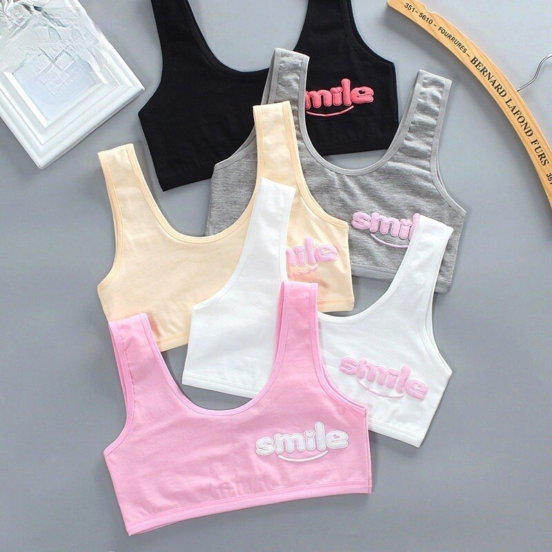 1PC Teen Bra Girl Vest Cotton Spandex Big Girl's Sport 7-14 Years Adolescente Kids Underwear Letter Vest