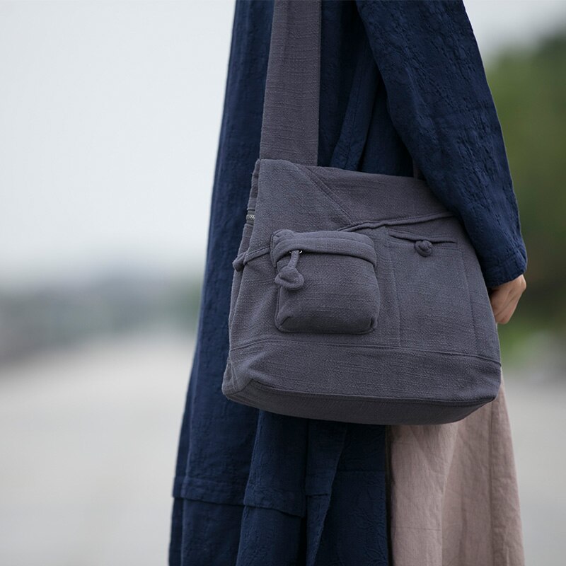 AETOO Literary canvas bag vintage cotton and linen national wind retro shoulder soft bag large capacity personality handbag