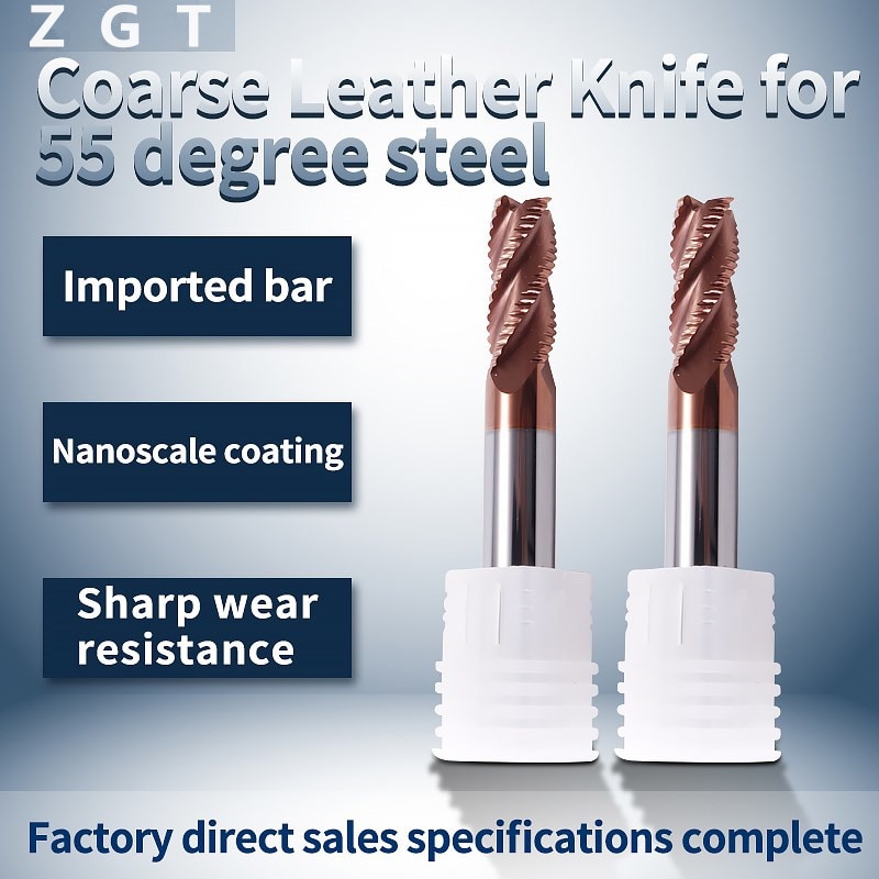 ZGT Cnc Endmill Carbide HRC55 4 Flutes 4mm 6mm 8mm 10mm 12mm Tungsten Steel Milling Cutter Roughing End Mill Metal Milling Tools