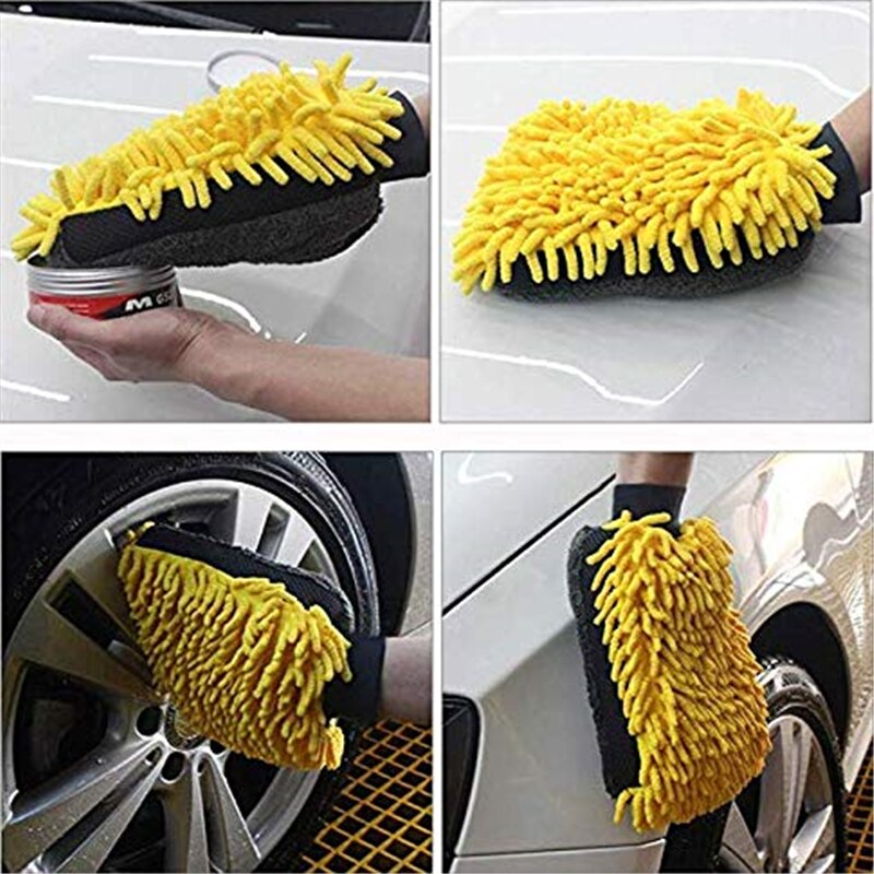 Bilvask handsker bil rengøring værktøj blød absorberende handske auto detaljer vaske handske klud blød og tyk mikrofiber handske