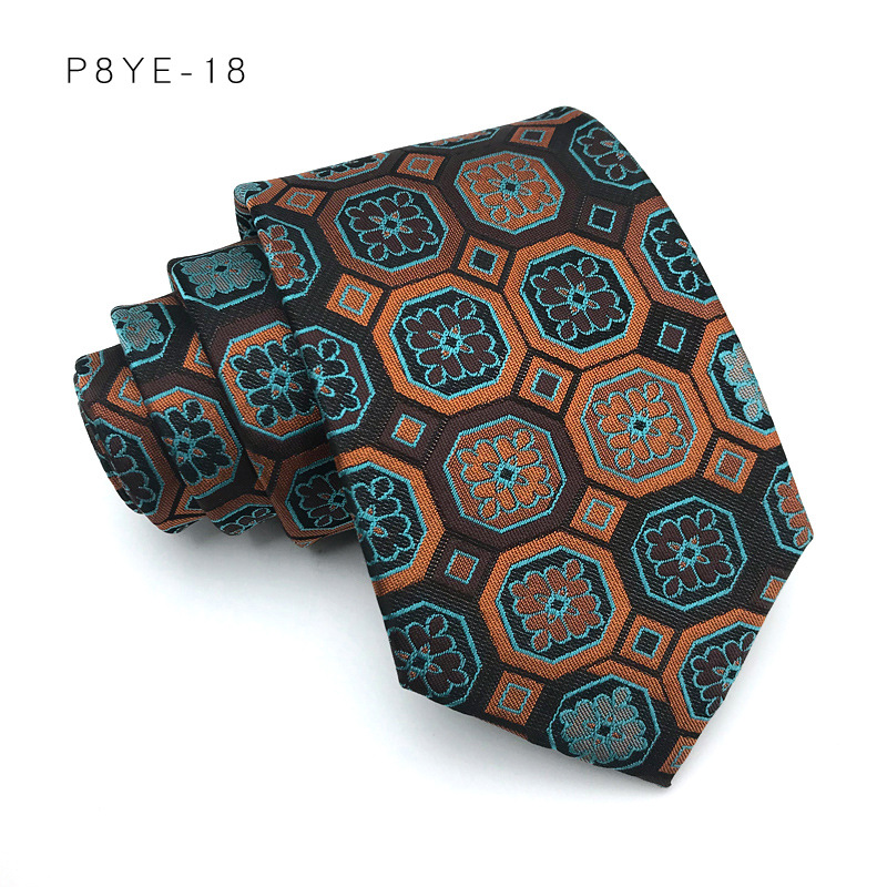 Corbata de lujo de 8CM para hombre, corbatas a rayas para hombre, novio, padrino de boda, corbata tejida de Jacquard, accesorios formales para de negocios: Naranja