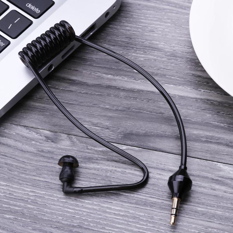 4 generasjon mono 3.5mm i øret anti-stråling øretelefoner luftrør stereo øretelefon fleksibelt mono hodesett svart