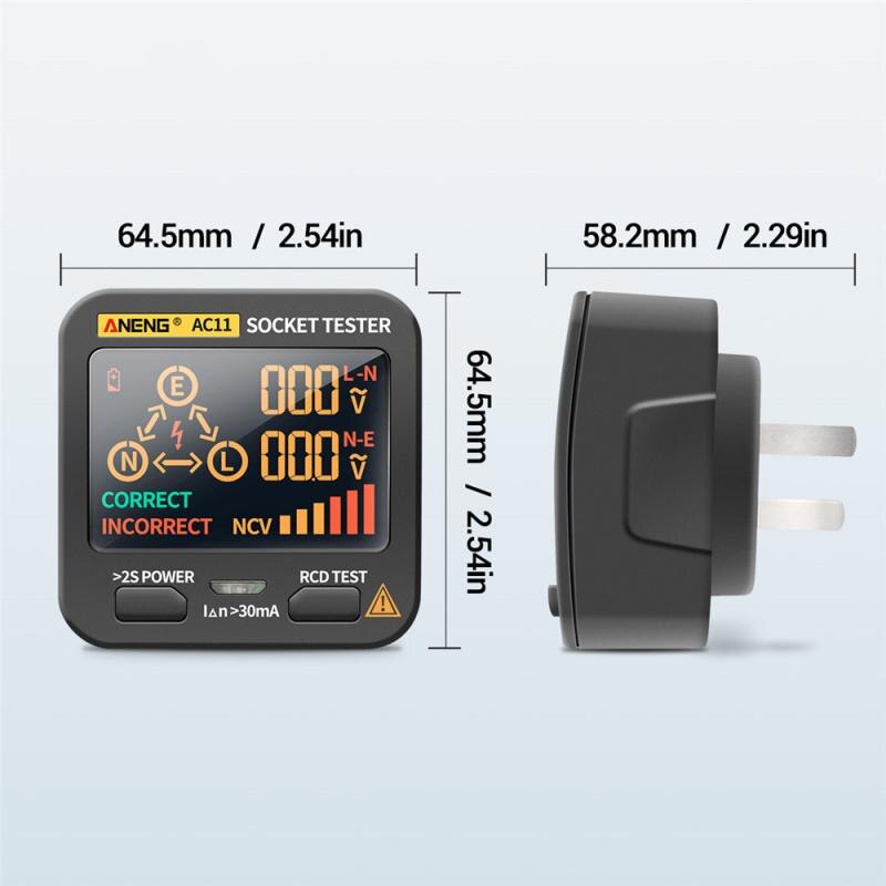 Ac11 digital soquete inteligente tester teste de tensão soquete detector eua/reino unido/ue plug zero linha terra verificação fase teste rcd ncv