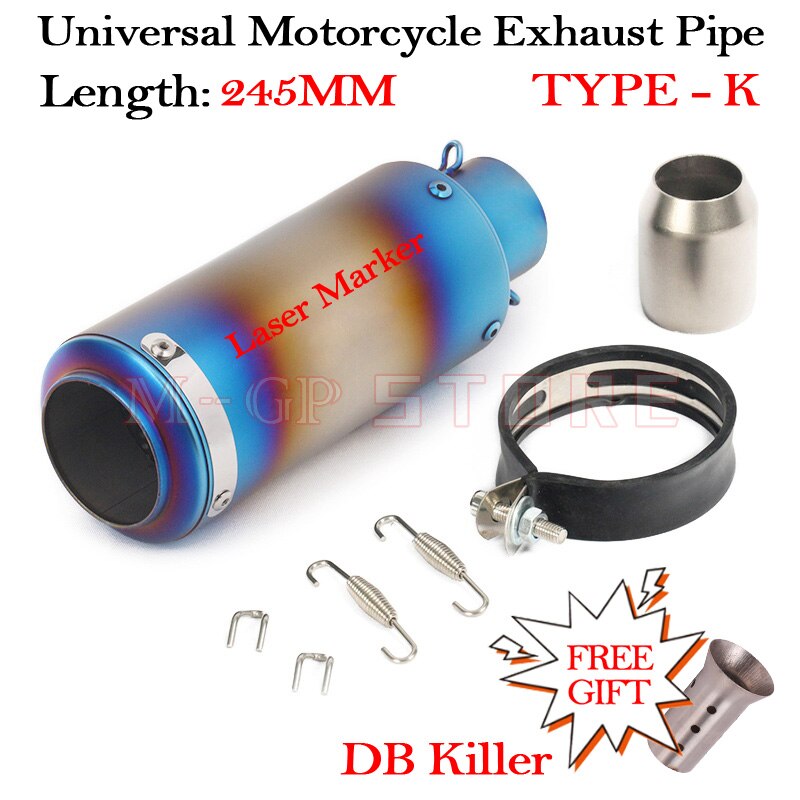 51MM Motorcycle Short Exhaust Slip On Universal Modified Moto Escape DB Killer Muffler For S1000RR Z900 CBR1000 R3 R25 MT07 MT09: TYPE-K