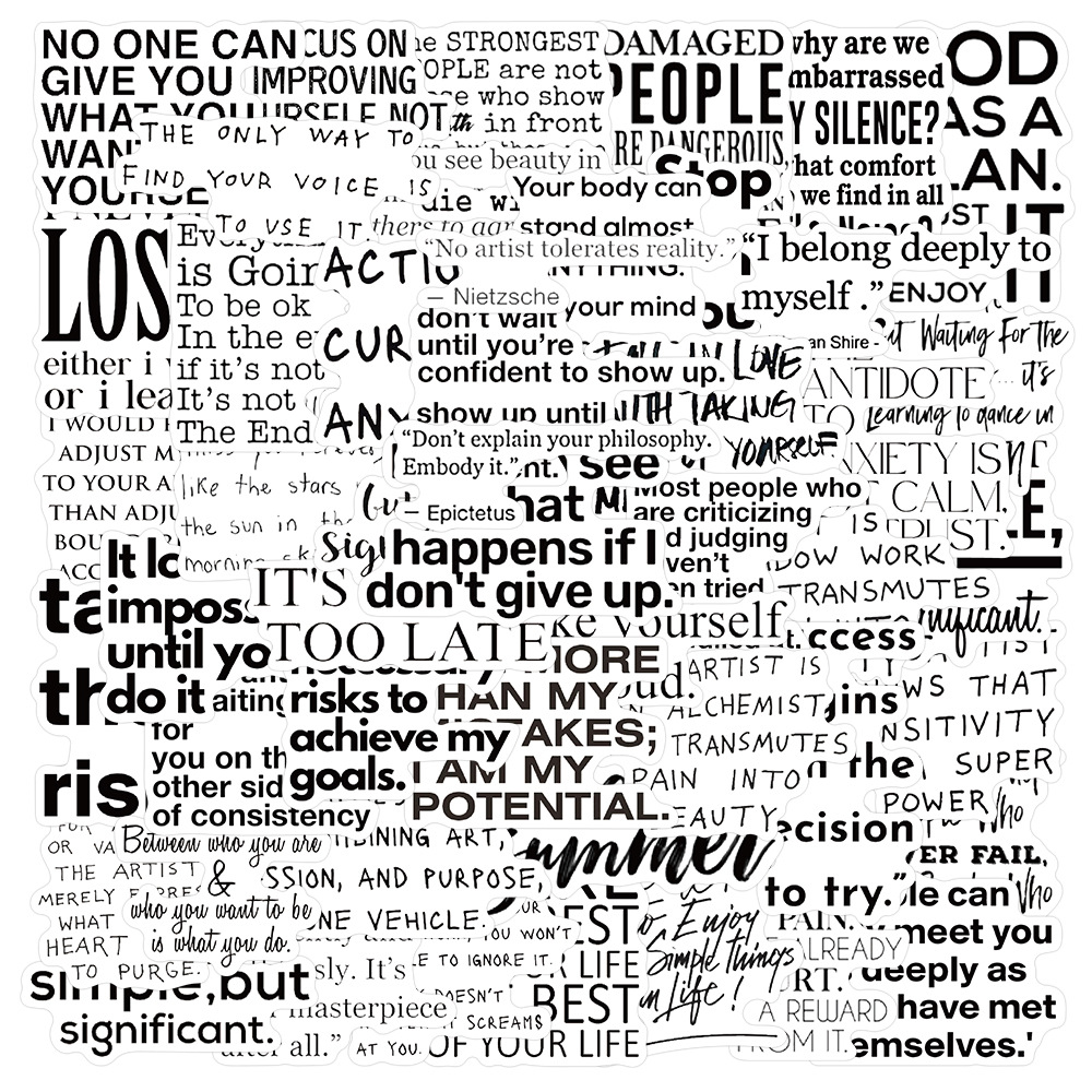50Pcs Inspirational Quotes Stickers Self-Motivation Encouragement Text Notes for Decoration on Guitar Notebook Luggage Computer: Default Title
