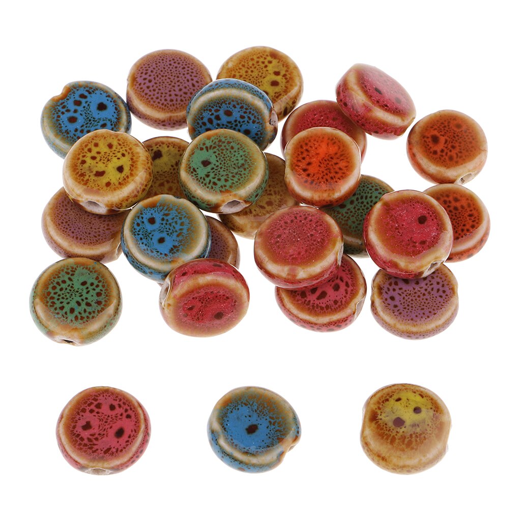 60pcs Handmade Round Porcelain Ceramic Beads 14mm For Jewelry Bracelet DIY