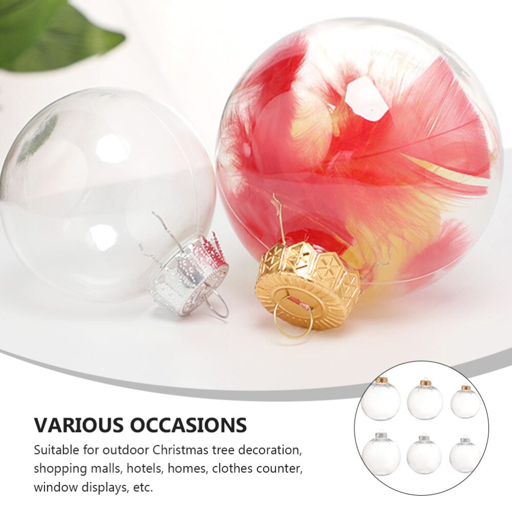 6Pcs Decorative Ball Transparent Ball Hollow Ball Hanging Ball Decor for Home Festival Party