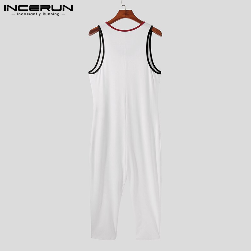 Monos de Pijama sin mangas para hombre, ropa de dormir cómoda para Fitness, con botones, S-5XL,