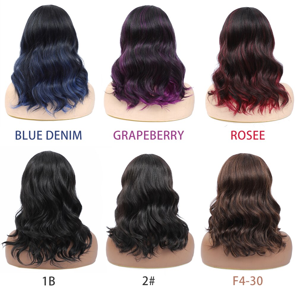 X-TRESS Dark Brown Lace Front Wig Medium Length Synthetic Wavy Wigs for Black Women Free Part Lace Wigs with Natural Hairline