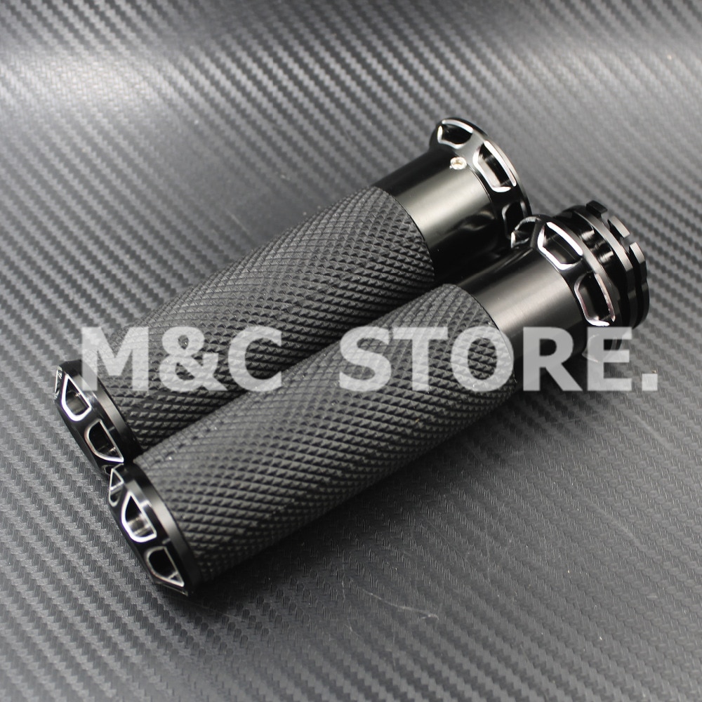Universal Handlebar Grips Black CNC 1" 25mm Hand Grip For Harley Touring Sportster Iron 883 1200 Dyna Softail VRSC