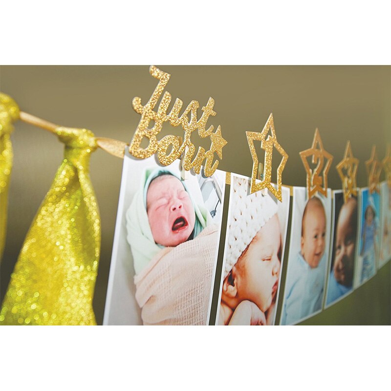 12 måneder display flagg barn bursdag dekor ett år gammel foto vegg bursdag foto mappe søt baby hjemme dekor