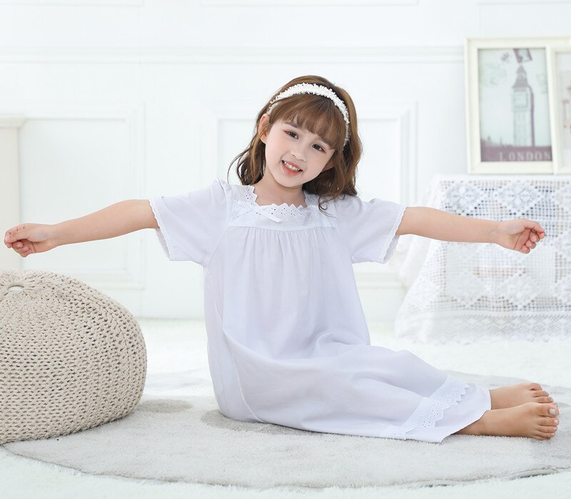 Girls Leisure Nightdress Soft Cotton Sleeping Dress Kids Sleepwear Ankle Length Home Clothing Nighty Comfortable Nightgowns