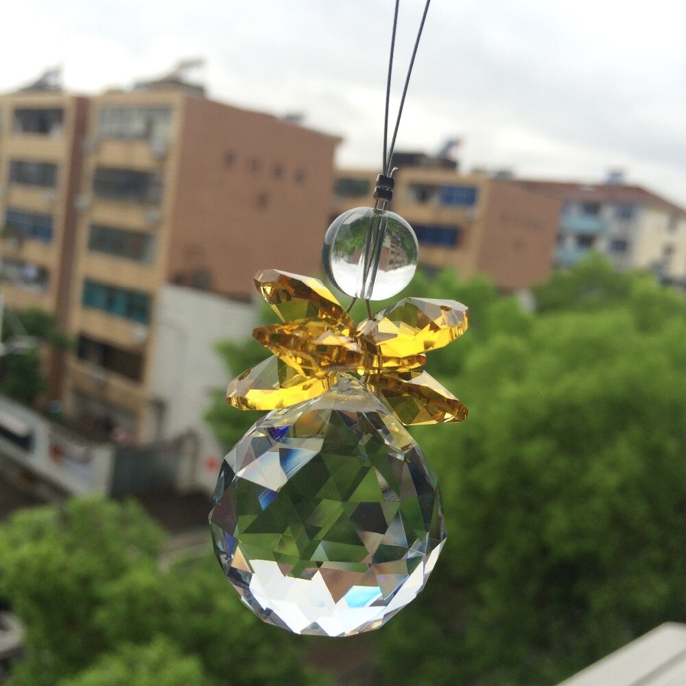 Mooie crystal glas suncatcher facet ball + goud glazen kralen hanger voor kroonluchter onderdelen, bruiloft opknoping decoratie