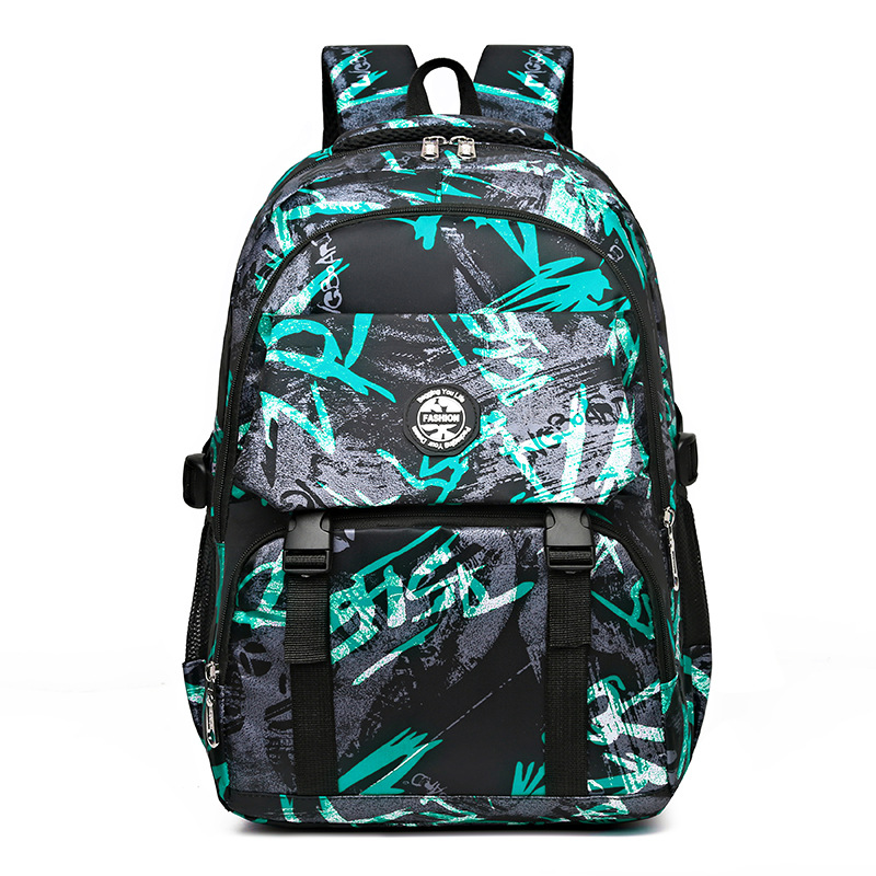 Backpack Korean version trendy junior high school student backpack camouflage travel large capacity computer backpack: green