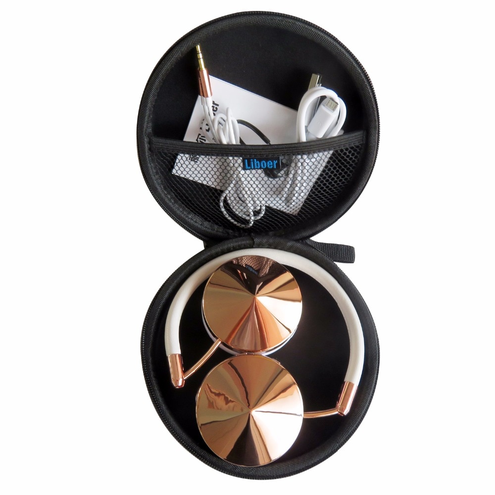 Rose Gold Draadloze Bluetooth Headset Hoofdtelefoon Met Microfoon Stijlvolle Op Oor Delen Hoofdtelefoon Voor Vrouwen Meisje Liboer BT88