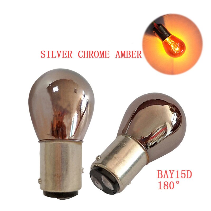 Lumière Invisible de miroir chromée 1 pièce, 3156 1176 1157 S25 12V 5W/21W BAY15D BA15D BAZ15D BAU15S voiture LED frein clignotant ampoule unique: 1157 5W BAY15D Amber