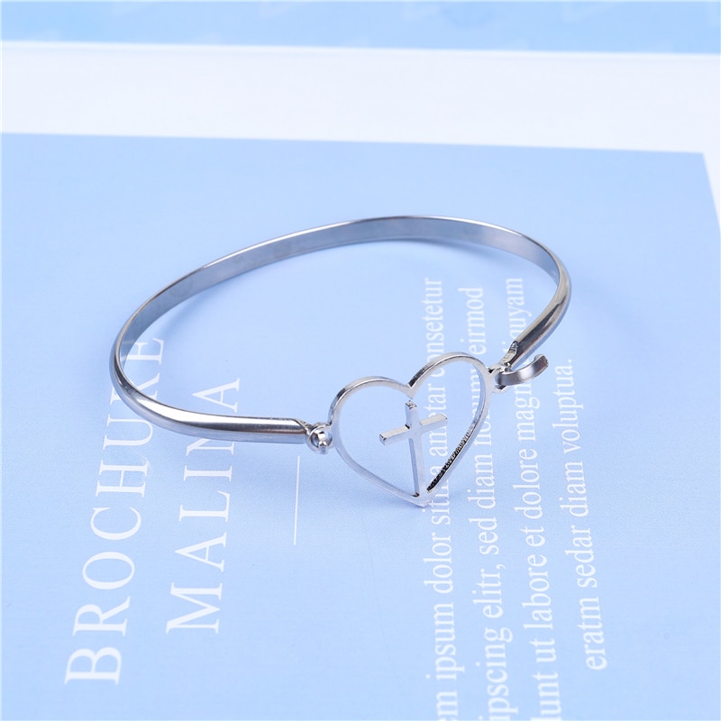 Stainless Steel 4-Styles Heart Leaf Bracelets Luxurious Jewelry For Women Silver Color Love Bangles Christmas