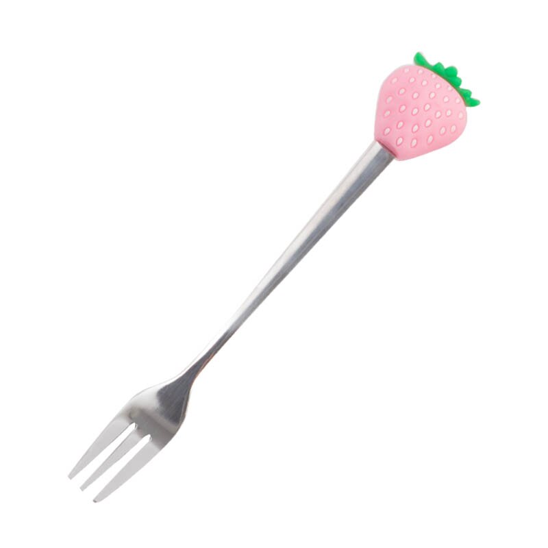 Stainless Steel Fruit Fork Dessert Coffee Spoon Color Fruit Pattern Mixing Scoop Tableware Cutlery Dinnerware Set Kitchen Tool