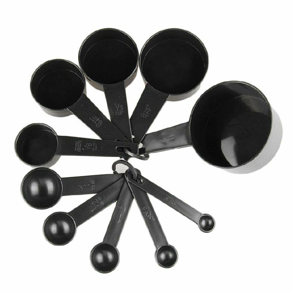10PC black set plastic measuring spoon plastic measuring spoon measuring cup baking tool set baking weighing tool