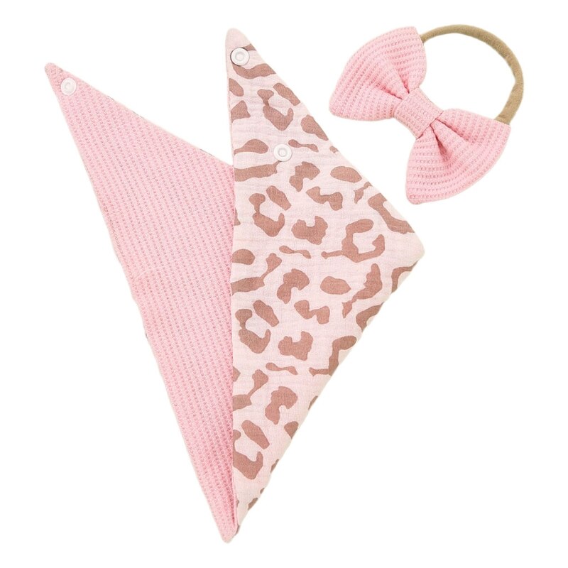 Dropshipping unico del corredo del bavaglino della fascia dei capelli di Bowknot dell'asciugamano della Saliva della fascia dell'arco delle neonate: Pink