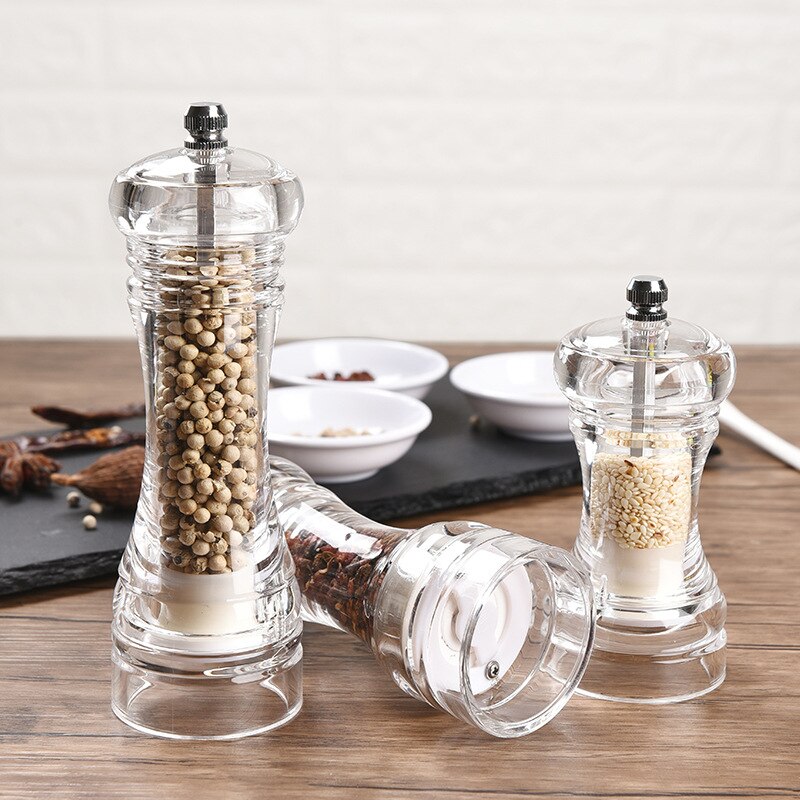 1PCS Acrylic Salt Pepper Mills Solid Pepper Strong Manual Ceramic Core Grinder Mill Kitchen Seasoning Bottle Cooking Tools