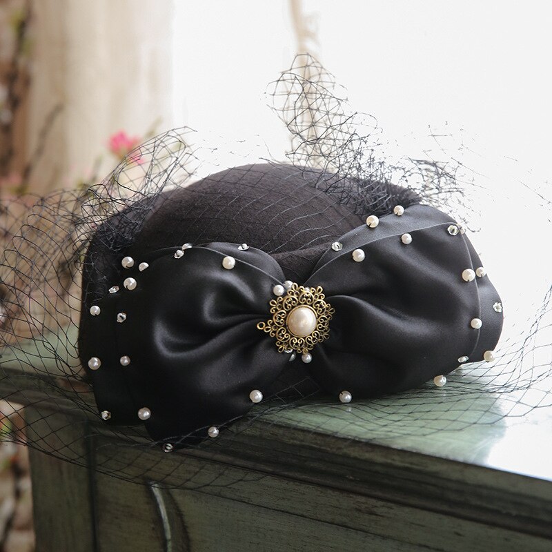 Las mujeres tocado de boda cóctel Iglesia corona kentucky sombreros velo accesorios para el cabello 100% lana tocado de fieltro sombrero