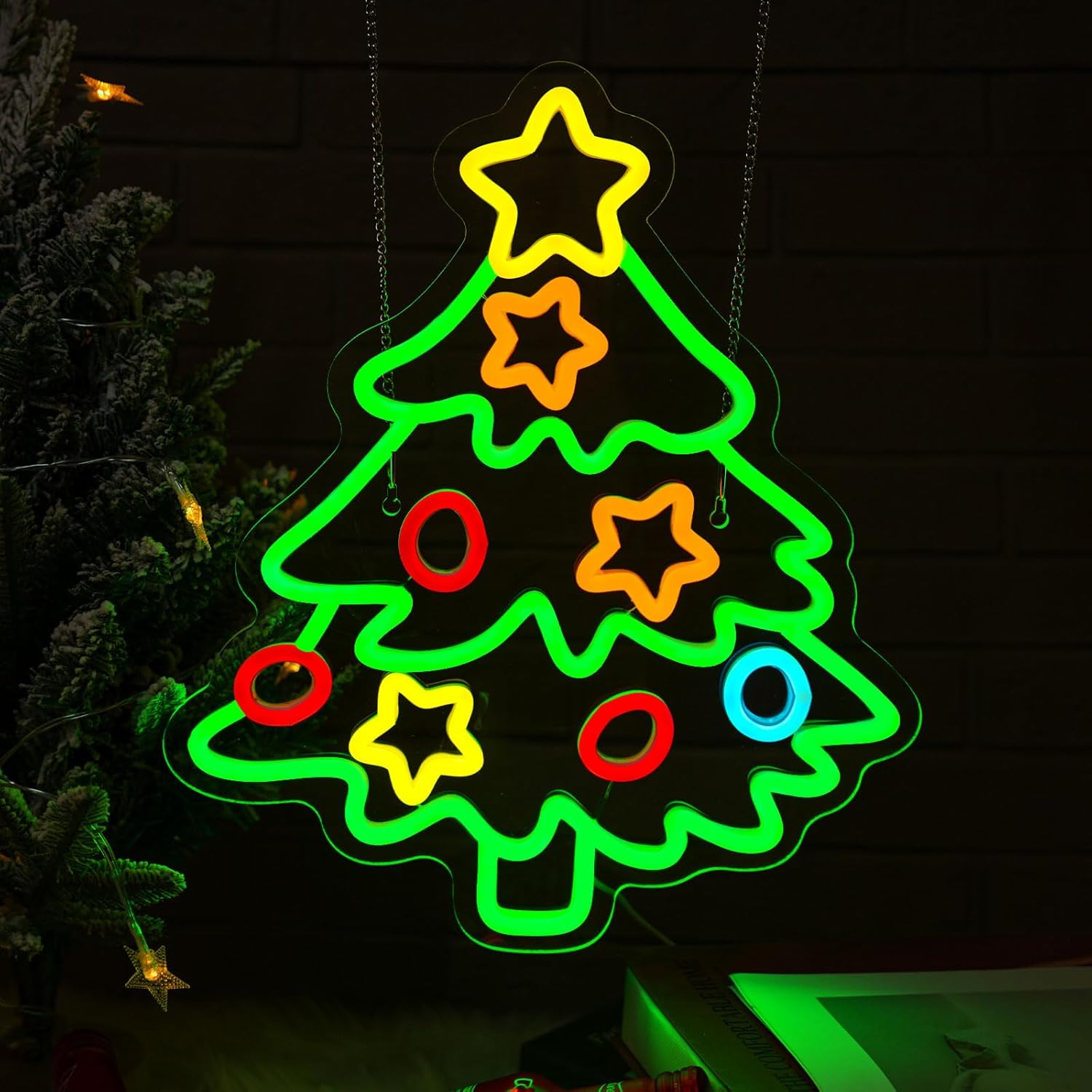 Letrero de neón para árbol de Navidad, luz LED para dormitorio, habitación, cueva de hombre, Bar de cumpleaños, de boda, decoración del hogar,: RGB