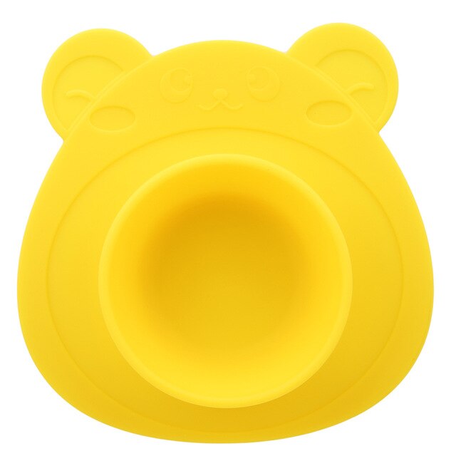 Barn Barn Baby Tallrik Skål med Sugpropp Silikon Matbricka Barn 100% Silikon: Gul