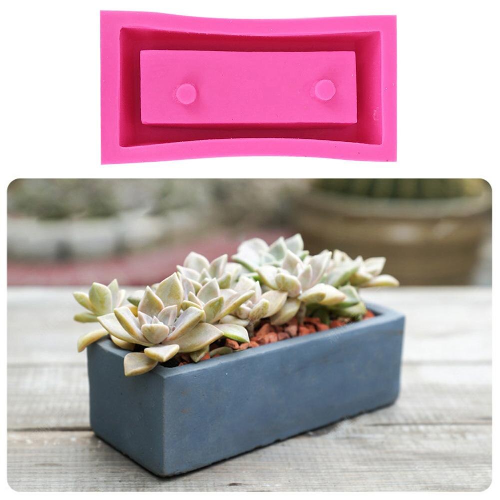 Concrete Cement Flower Pot Mold Silicone Rectangular Flower Pot Mould Garden Tool DIY Planter Vase Holder