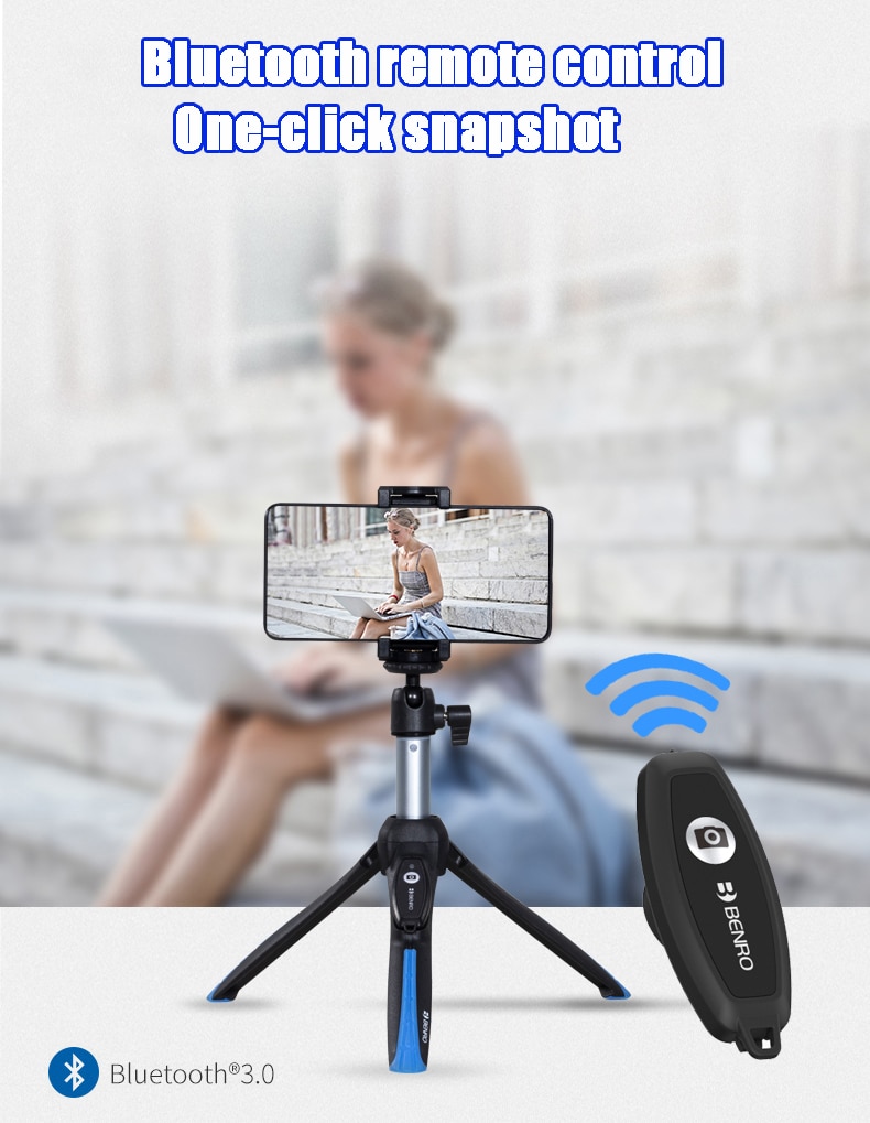 Benro MK10P Mini Tripod ve Selfie sopa + Bluetooth uzaktan Gopro ve akıllı telefonlar