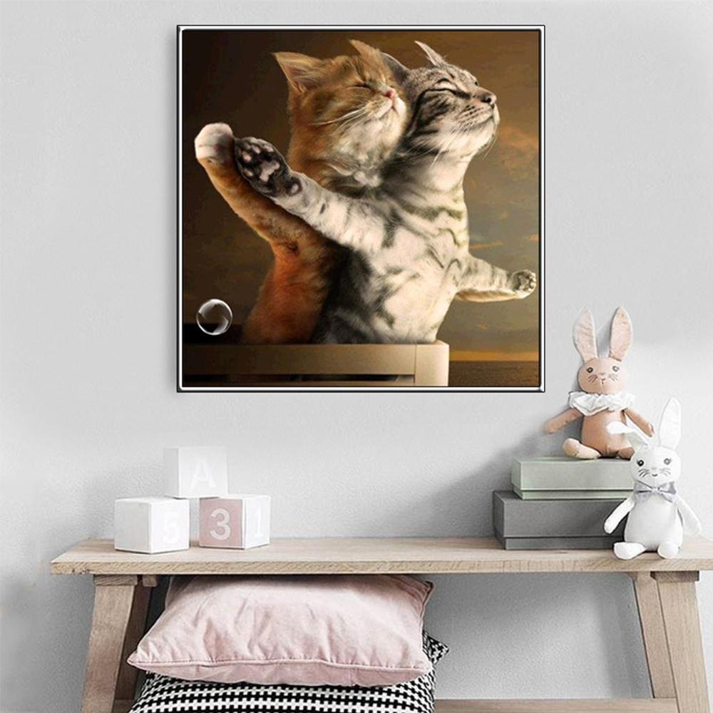 Full Square Diamond Embroidery Pattern Cross Stitch Home Decor Painting Cute Needlework DIY Diamond Kitten Mosaic C9N1