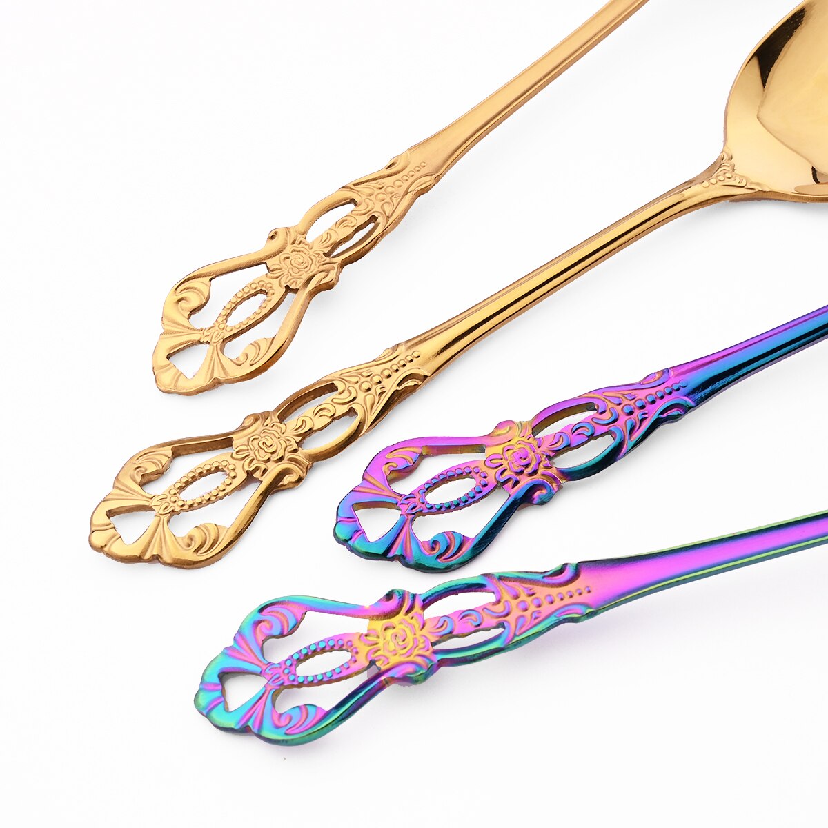 Bestek Set Mes Vork Dessert Lepel Servies Kleurrijke Bestek Set Rvs Zilverwerk Keuken Servies