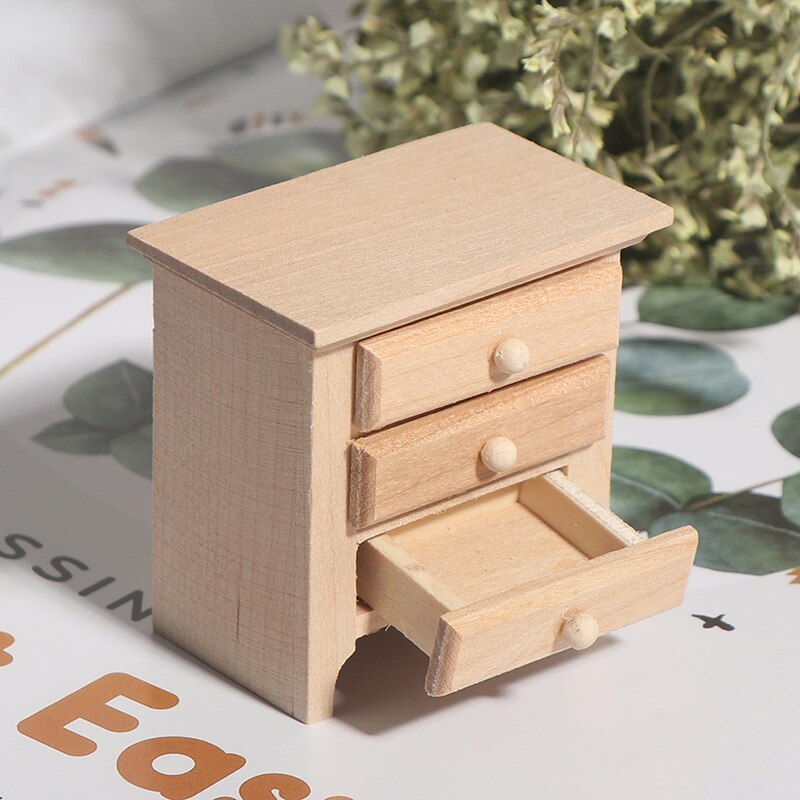 1pc 1/12 Puppenhaus Miniatur Holz Nachttisch Modell Möbel Zubehör Für Puppenhaus Decals