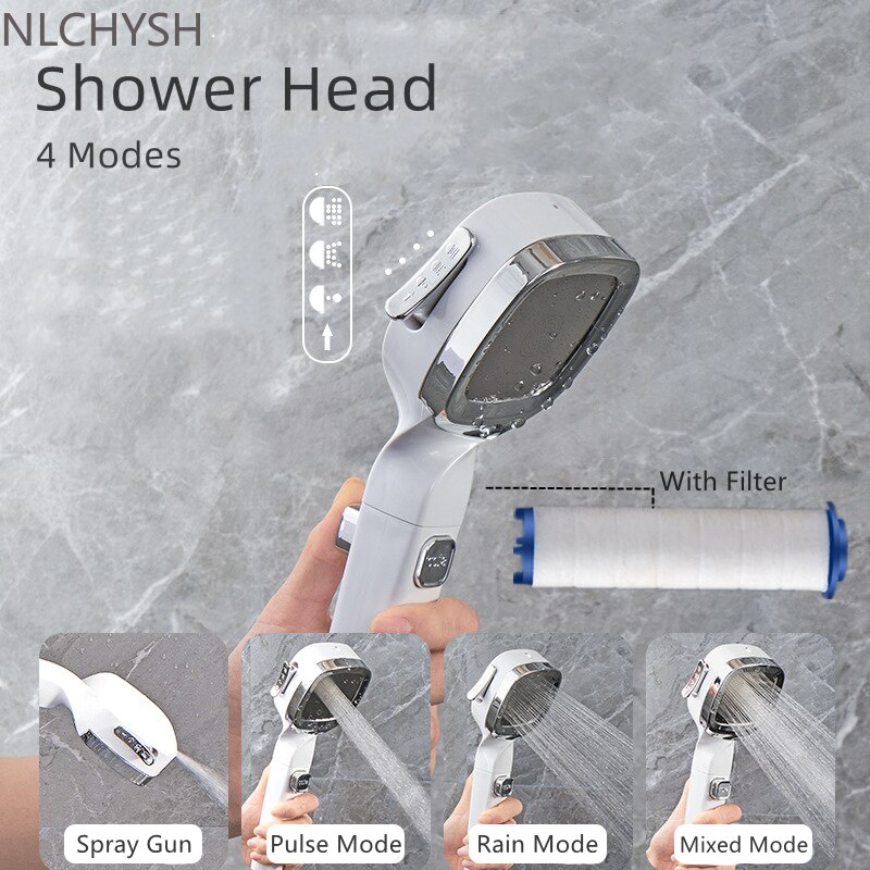 4 Modes High Pressure Shower Head With Switch On O... – Grandado