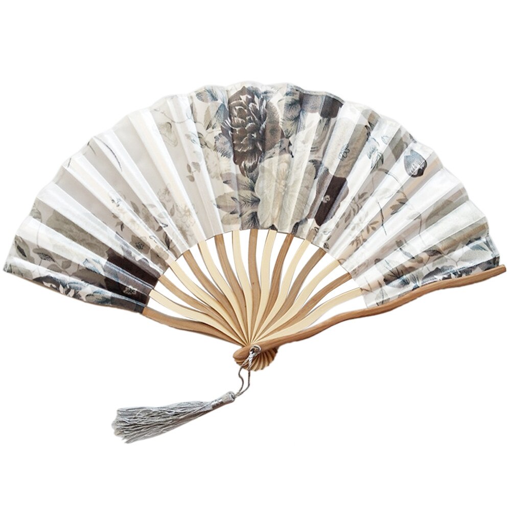 Silk Chinese Fan Folding Hand Held Silk Bamboo Prints Fan Japanese Series Vintage Retro Style Handmade Fan #LR1: K