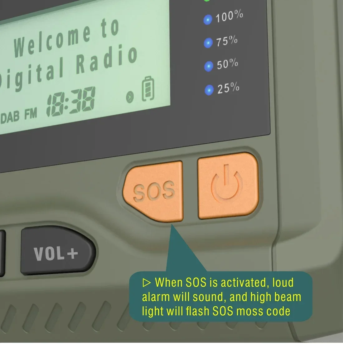 Radio awaryjne DAB/FM Bluetooth Przenośny odbiornik radiowy na energię słoneczną Korba ręczna Dynamo Radio zewnętrzne Głośnik kempingowy z latarką