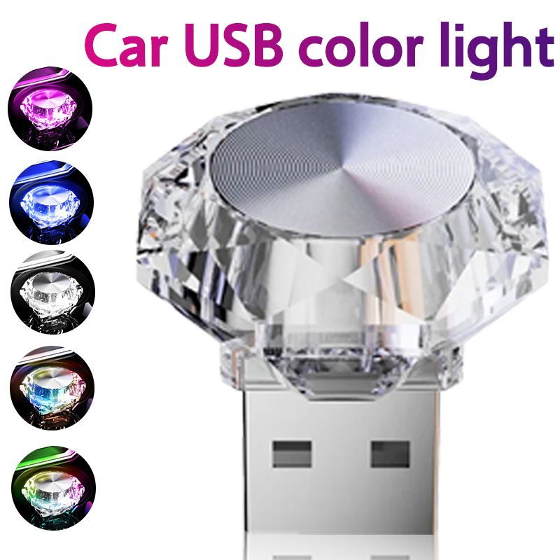 Luz LED USB para coche con flash gradual colorido, luz nocturna interior para coche, luz decorativa de ambiente