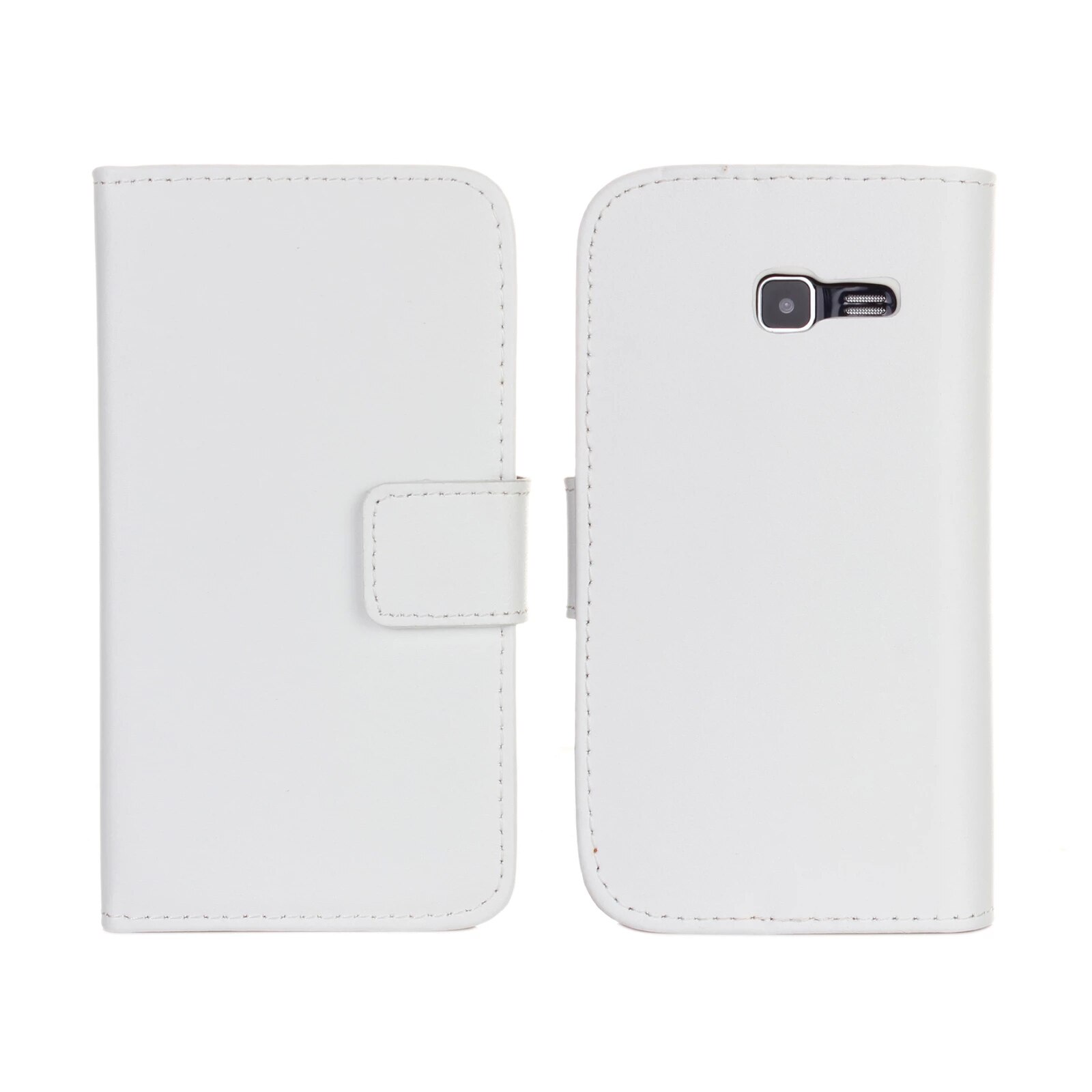 S7390 Titolare Della Carta Fondina della cassa Del Raccoglitore Per Samsung Galaxy Trend Lite S7390 Magnetico Della Copertura di Vibrazione custodia In Pelle Retro sacchetti Del Telefono: WHITE