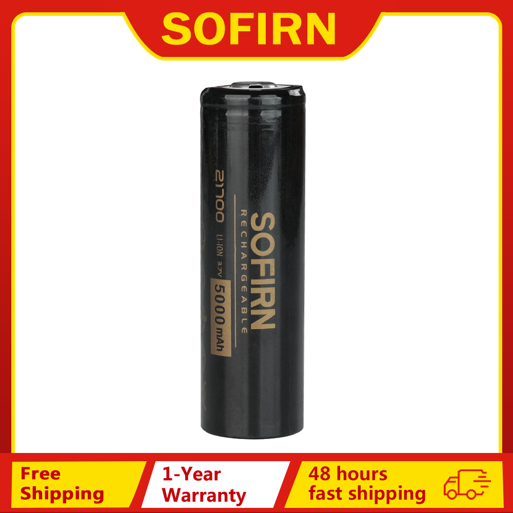 Sofirn 21700 5000 mah oppladbart flatt batteri med høy effekt og utlading, 3.7v litium-ion , 21700 celler,  sm11 lommelykt, gi bort