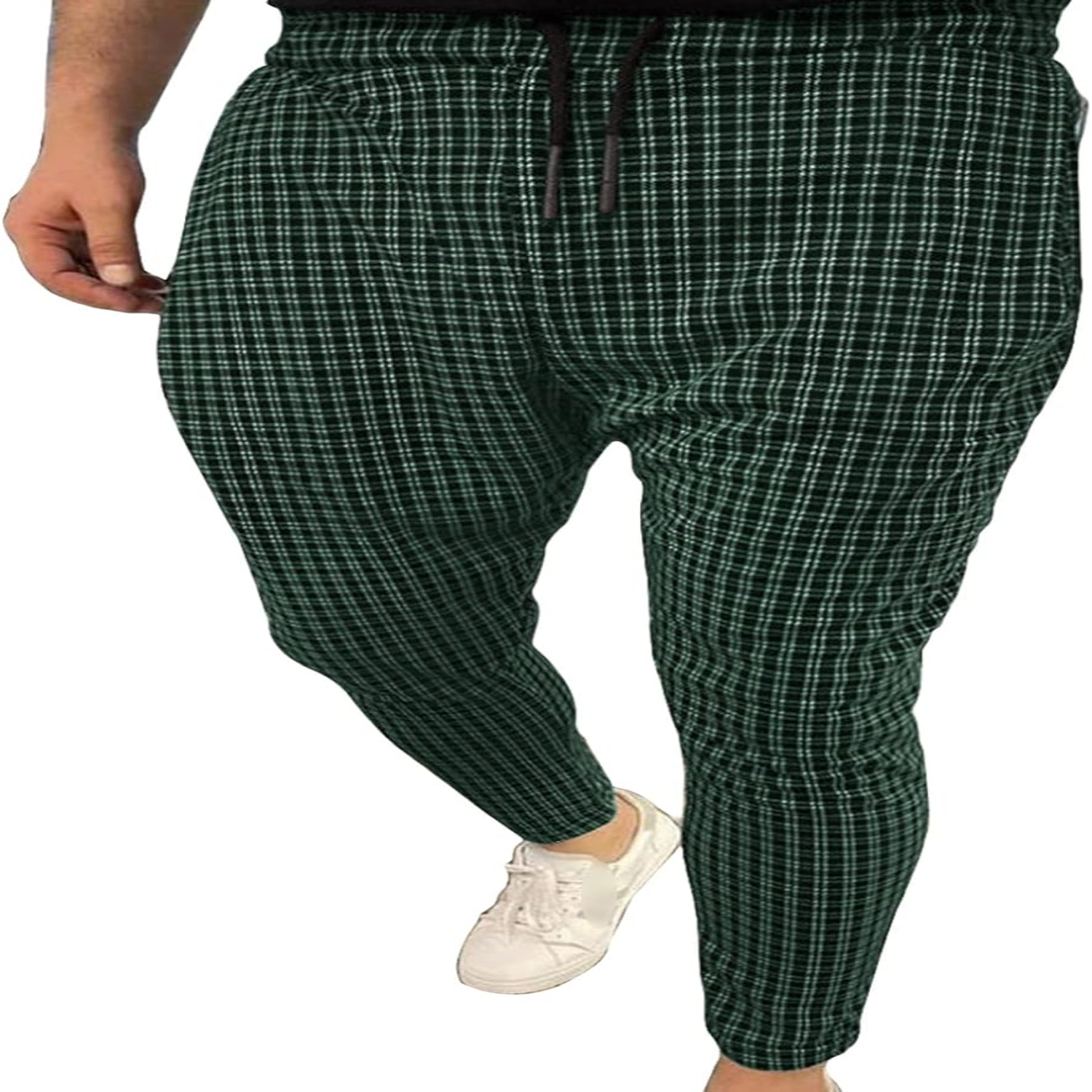 Pantalones jogger a cuadros ajustados para hombre, elegantes y acogedores, con cómodos cintura elástica y cordón para un ajuste perfecto, comple: Oro