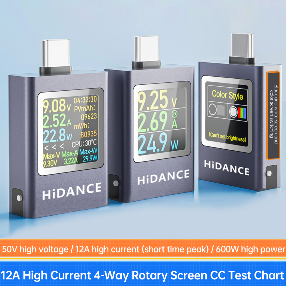 HDC-085C Power Meter Tester DC4.5–50V Multifunctionele Type-C oplader-tester / Power Meter Spanningsstroom Vermogenscapaciteitstest