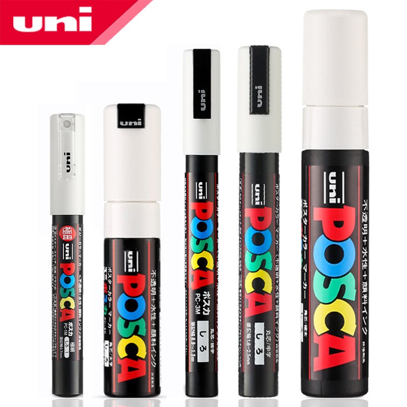 5 stk/sett uni posca tusj penn blande maling penn 5 størrelser stk -1m/3m/5m/8k/17k maleri pop plakat reklame penn skrivesaker