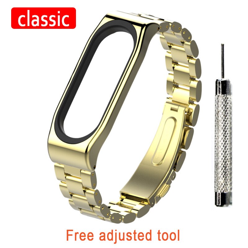 Mijobs Cinturino In Metallo Per Mi Band 4 Cinghia Senza Viti Bracciale In Acciaio Inossidabile Per Xiaomi Mi Banda 4 In Metallo Cinturino di Ricambio: Classic Gold