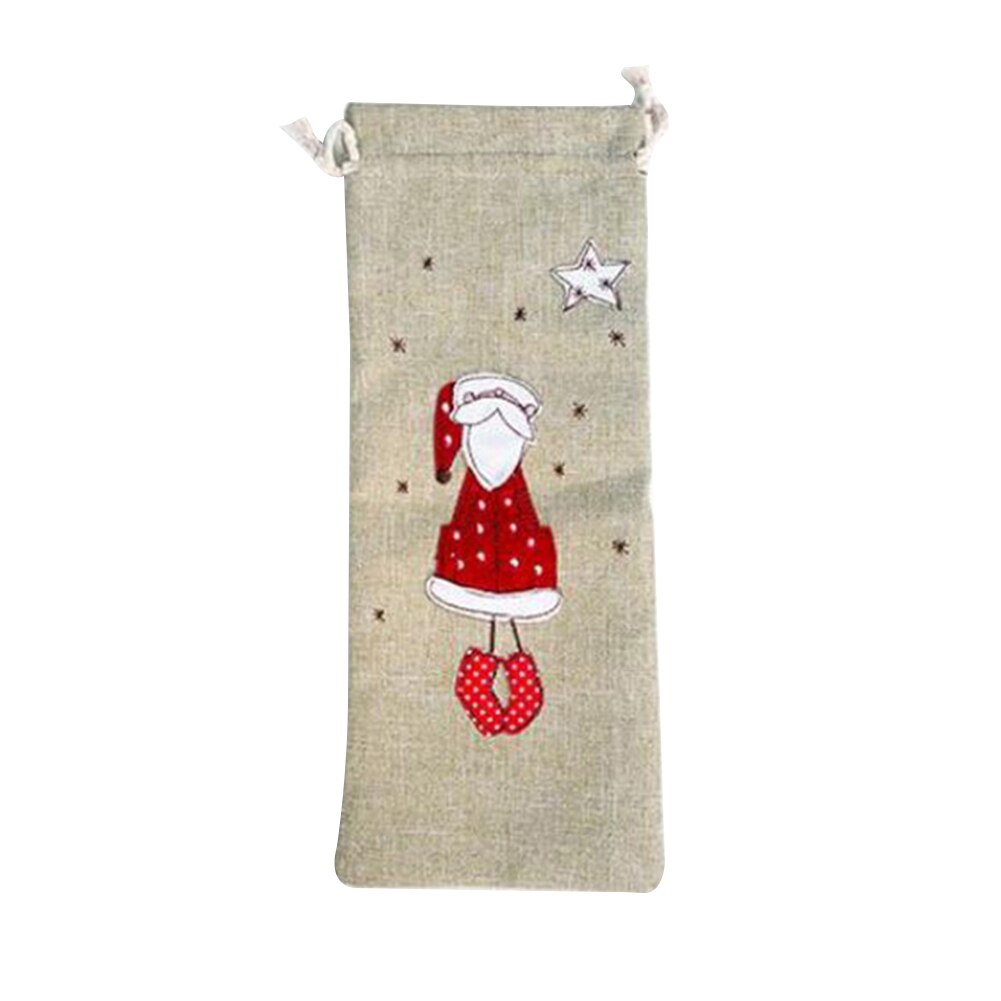 Xmas Santa Angel Drawstring Wine Bottle Cover Champagne Bag Party Decor