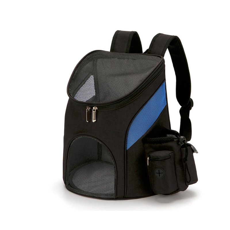 Bolsa de malla portátil para perros, mochila transpirable para perros, bolsa de transporte de gran tamaño para viajes al aire libre, Transportín para mascotas: Blue / L